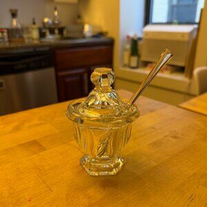 Vintage Baccarat Crystal Jar Missouri Pattern with Lid and Spoon